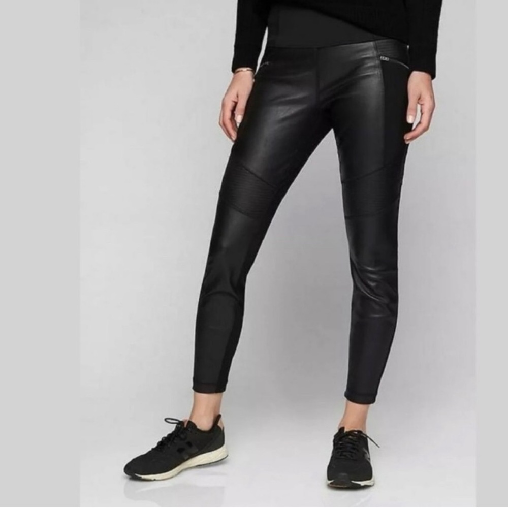 ATHLETA Ponte Leather Moto Leggings